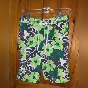 GNX Aqua tech Green Floral Swim Shorts